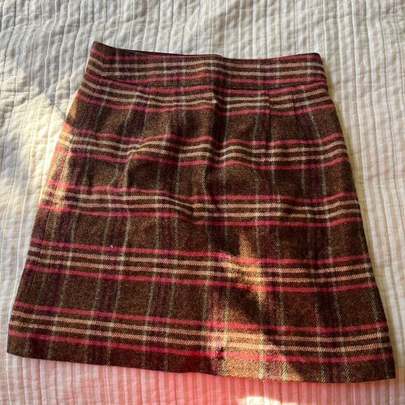 Fall Brown and Pink Plaid Skirt - Picture 3 of 4